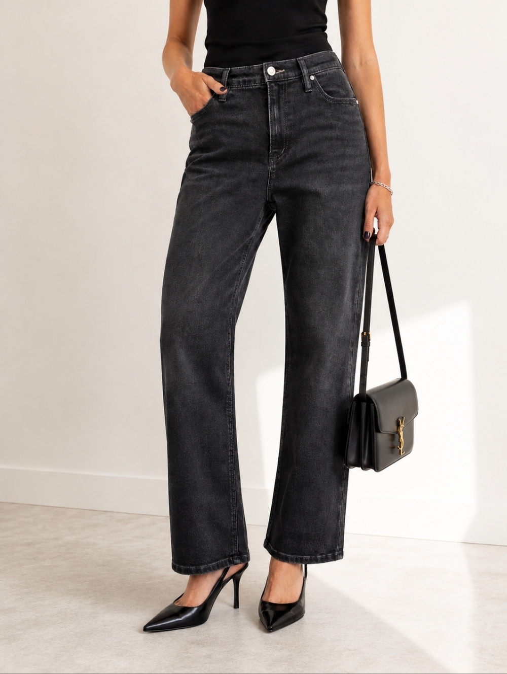 Scotch & Soda Amsterdam Black Wash Straight Leg Jeans Size 12 High Rise